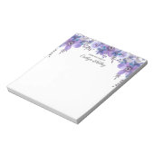 Paarse Floral van het bureau van, gepersonaliseerd Notitieblok (Linkerzijde)
