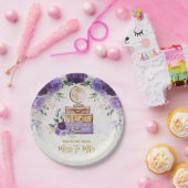 Paarse Floral van Miss naar Mrs Shower Papieren Bordje (Feest)