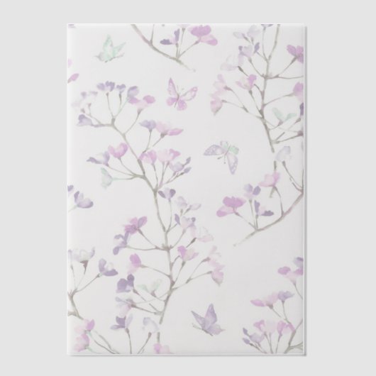 Paarse Floral Vellum Uitnodigingen (Voorkant)