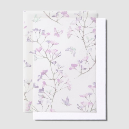 Paarse Floral Vellum Uitnodigingen (Offset)