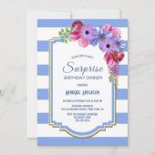 Paarse Floral Verrassingsfeest Dinner Party Kaart (Voorkant)