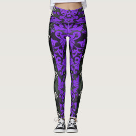 Paarse Floral Victoriaans Steampunk Spandex Leggin Leggings