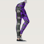 Paarse Floral Victoriaans Steampunk Spandex Leggin Leggings (Rechts)
