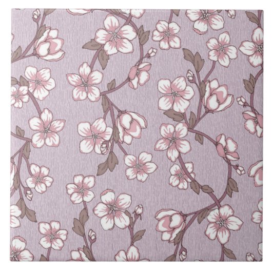 Paarse Floral Vine Decoratieve Tegel – Elegant Tegeltje (Voorkant)