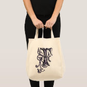 Paarse Floral Vine Monogram "F" - Bag Tote Bag (Voorkant (product))