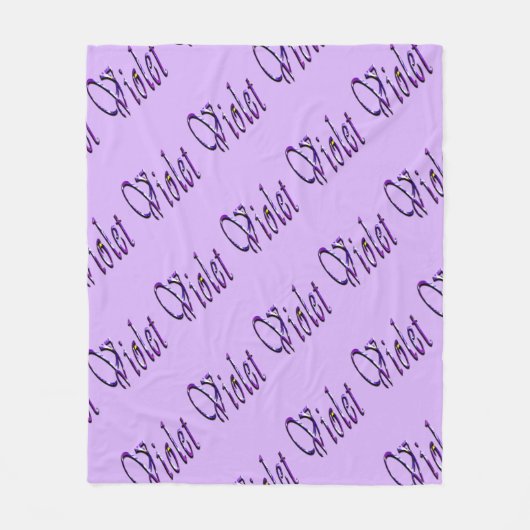 Paarse Floral Violet naam, Fleece Deken (Voorkant)