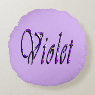 Paarse Floral Violet naam, Rond Kussen
