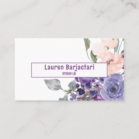 Paarse Floral Visitekaartje (Voorkant)