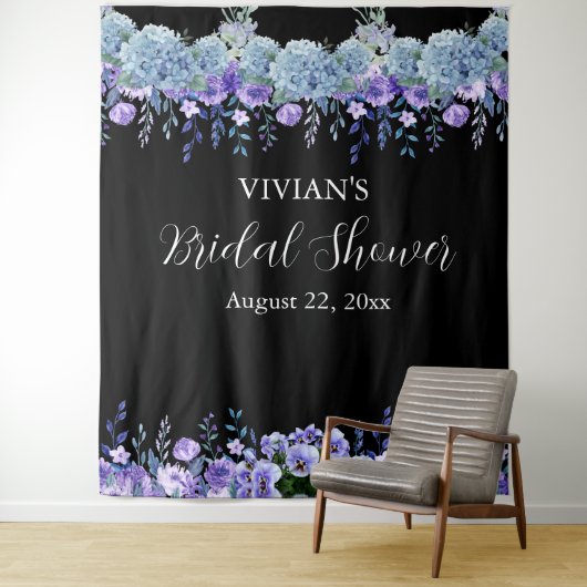 Paarse Floral Vrijgezellenfeest Foto Booth Backdro Wandkleed (In situ)