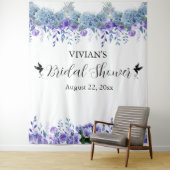 Paarse Floral Vrijgezellenfeest Foto Booth Backdro Wandkleed (In situ)