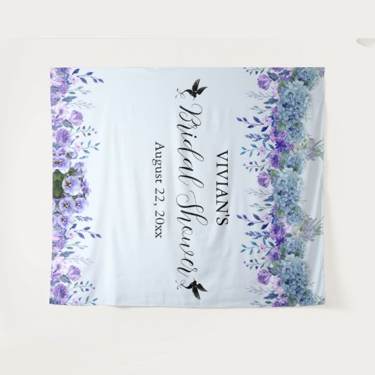 Paarse Floral Vrijgezellenfeest Foto Booth Backdro Wandkleed (Voorkant (horizontaal))