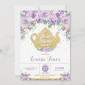 Paarse Floral Vrijgezellenfeest Tea Kaart (Voorkant)