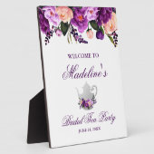 Paarse Floral Vrijgezellenfeest Tea Party Welkom Fotoplaat (Zijkant)