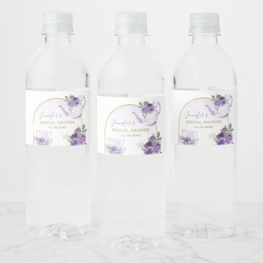 Paarse Floral Vrijgezellenfeest Thee Waterfles Eti Waterfles Etiket (Flessen)
