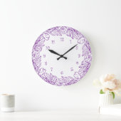 Paarse Floral Wall Decor Clock Grote Klok (Huis)