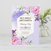 Paarse Floral Waterverf - begrotingskader Kaart (Staand voorkant)