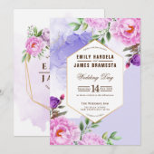 Paarse Floral Waterverf - begrotingskader Kaart (Voorkant / Achterkant)