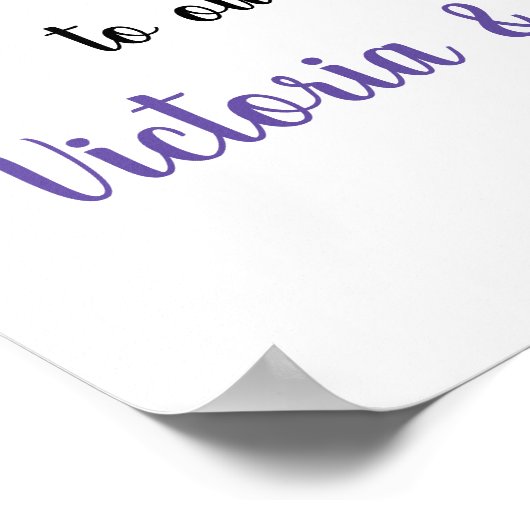 Paarse Floral Waterverf Boho Welkom Poster (Hoek)