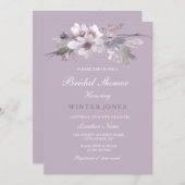 Paarse Floral Waterverf Bridal Shower Kaart (Voorkant / Achterkant)