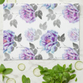 Paarse Floral Waterverf Dish Handdoek (Gevouwen)