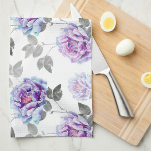 Paarse Floral Waterverf Dish Handdoek
