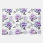 Paarse Floral Waterverf Dish Handdoek (Horizontaal)