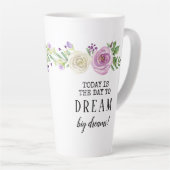Paarse Floral Waterverf Dream Big Dreams Latte Mok (Rechterhoek)