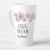 Paarse Floral Waterverf Dream Big Dreams Latte Mok (Linkerhoek)