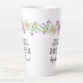 Paarse Floral Waterverf Dream Big Dreams Latte Mok (Voorkant)