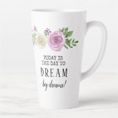 Paarse Floral Waterverf Dream Big Dreams Latte Mok (Rechts)