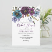 Paarse Floral Waterverf Elegant Vrijgezellenfeest Kaart (Staand voorkant)