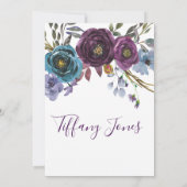 Paarse Floral Waterverf Elegant Vrijgezellenfeest Kaart (Achterkant)