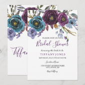 Paarse Floral Waterverf Elegant Vrijgezellenfeest Kaart (Voorkant / Achterkant)