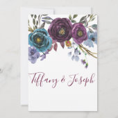 Paarse Floral Waterverf Elegant Wedding Invite Kaart (Achterkant)