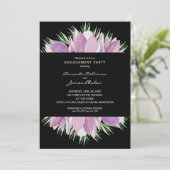 Paarse Floral Waterverf Engagement Party Kaart (Staand voorkant)