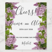 Paarse Floral Waterverf | Etiket wijnfles (Enkel label)