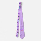 Paarse Floral Waterverf Groom Wedding Stropdas (Achterkant)