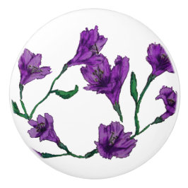 Paarse Floral Waterverf Keramische Knop