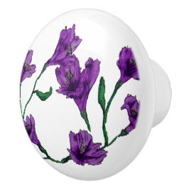 Paarse Floral Waterverf Keramische Knop