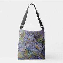 Paarse Floral Waterverf Kruisvormige Canvas tas