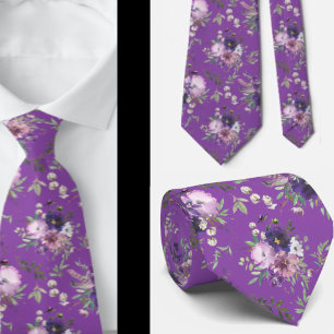 Paarse Floral Waterverf Lavender Flowers Neck Ti Stropdas