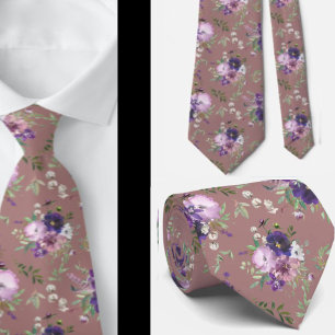 Paarse Floral Waterverf Lavender Flowers Neck Ti Stropdas