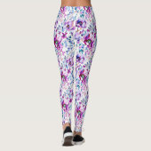 Paarse Floral Waterverf Leggings (Achterkant)