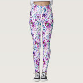 Paarse Floral Waterverf Leggings (Voorkant)
