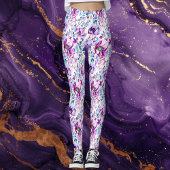 Paarse Floral Waterverf Leggings