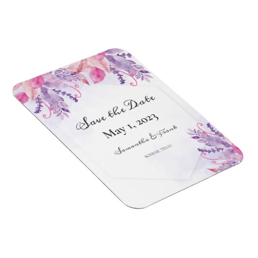 Paarse Floral Waterverf Magneet (Rechterzijde)