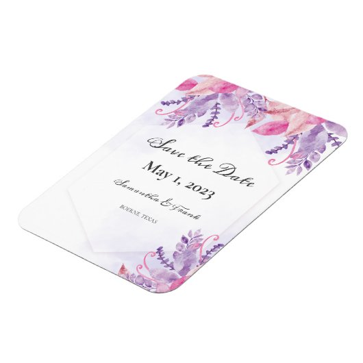 Paarse Floral Waterverf Magneet (Linkerzijde)