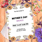 Paarse Floral Waterverf Moederdag Brunch Kaart