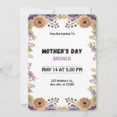 Paarse Floral Waterverf Moederdag Brunch Kaart (Voorkant)