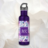 Paarse Floral Waterverf Monogrammen Waterfles